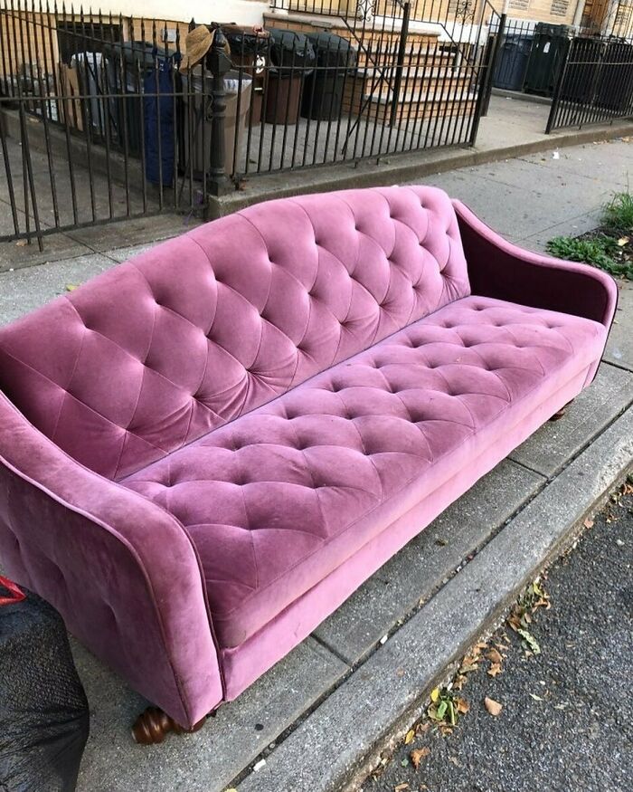 Majestic Purple Couch. Currently On The Sidewalk On Gates Ave