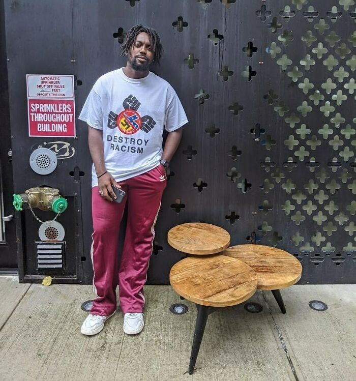 Stooping Selfies Continue! Gorgeous Tiered Coffee Table At W 114 St, Between Manhattan Ave And Frederick Douglass #stoopingnyc #stoopingselfies ...also Unrelated To The Table But Related To Being A Good Human... Destroy Racism!