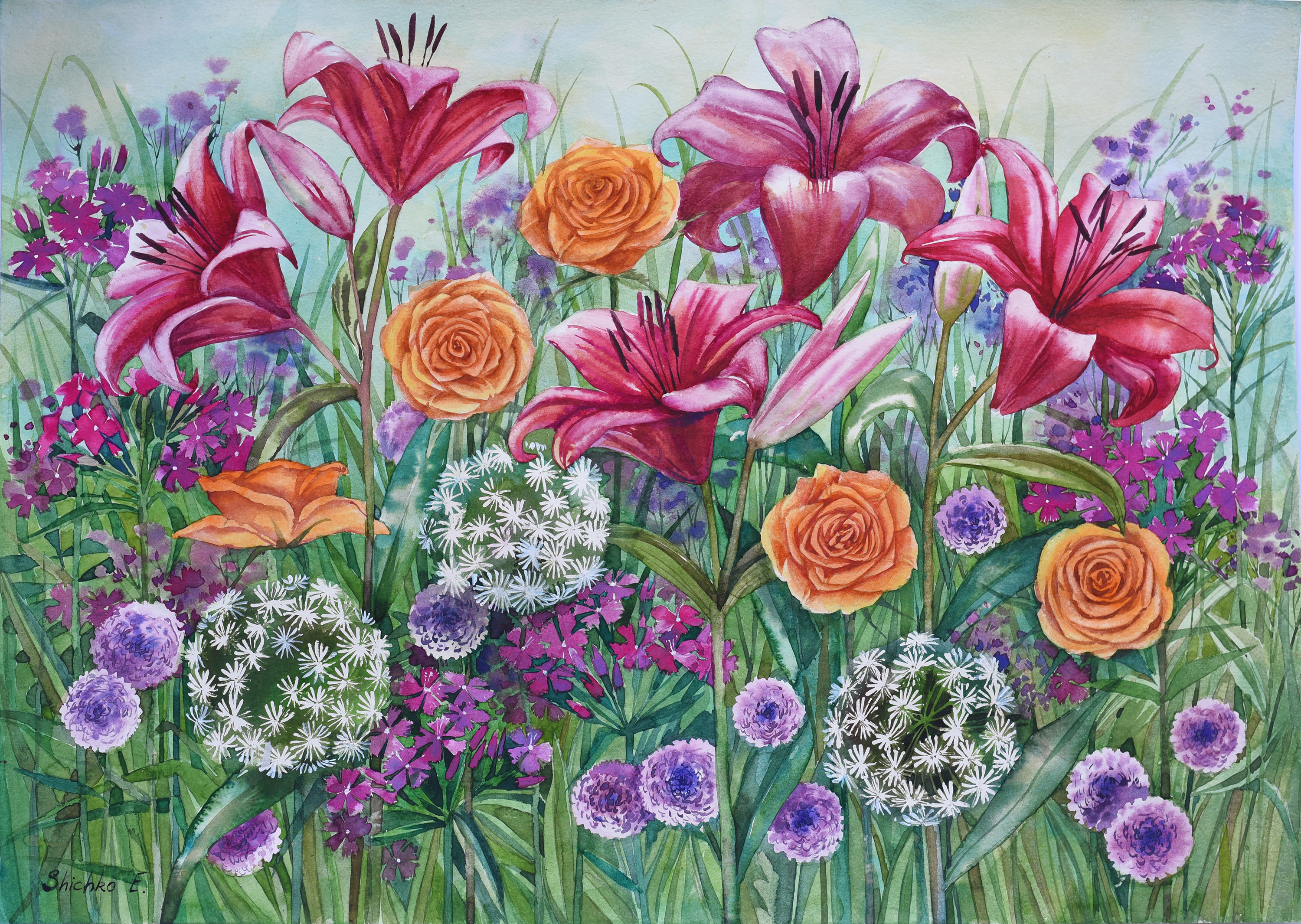 Watercolors Flowers From My Garden