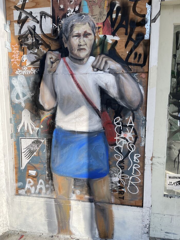 San Francisco Street Art Of The Elderly Lady Who Successfully Defended Herself Against An Attacker (March 2021)