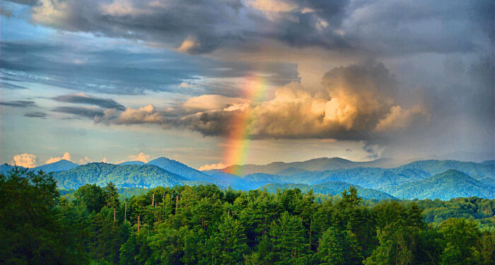 Rainbow After Thunderstom In The Appalachian Mountains