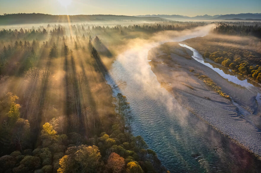 Special Category: All Things Flow - Germany's River Landscapes, 2nd Place Winner: "Isar Floodplain In Morning Fog" By Andreas Volz