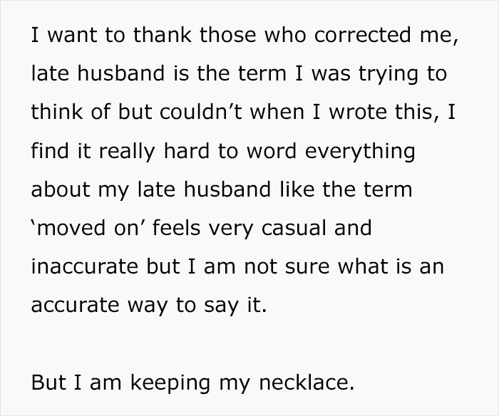 Widow Loves Wearing Her Necklace Made From Her Late Husband’s Wedding Band, SIL Wants It