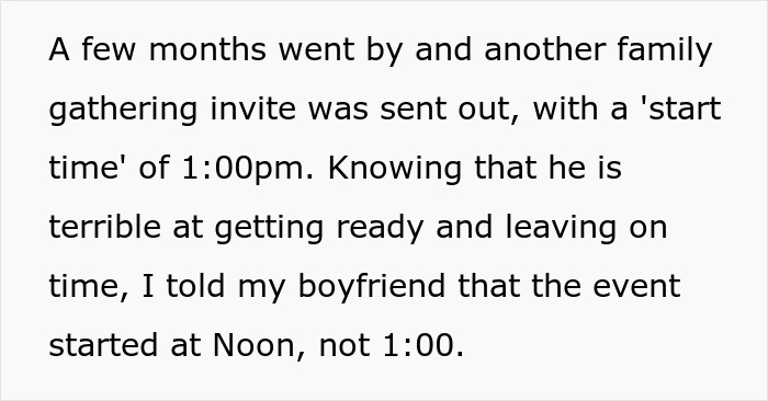 Woman Lies To BF About Event Start Date Because She's Tired Of His Selfish Behavior