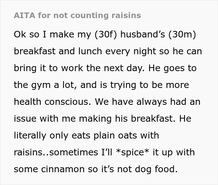 Husband Berates Wife Over Raisin Count In Oatmeal, Raises Online Outrage