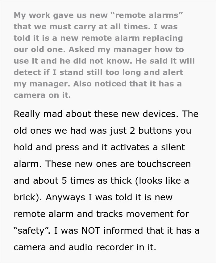 “My Work Gave Us New ‘Remote Alarms’ That We Must Carry At All Times”