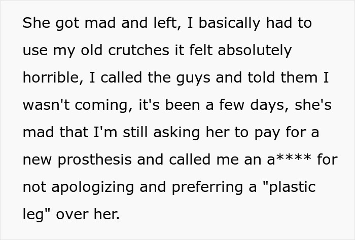 Guys' Trip Prompts Woman To Hide Her BF's $7000 Prosthetic, He Freaks Out When It Gets Ruined