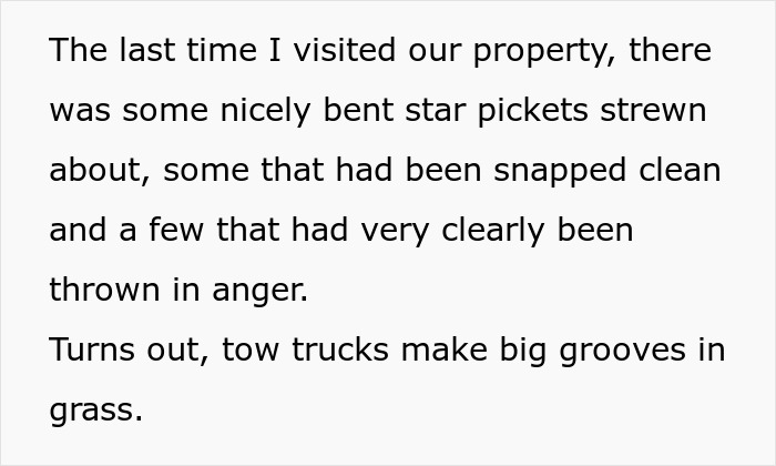Woman Prevents Random Truck From Passing Through Her Property By Hiding Star Pickets In Her Lawn