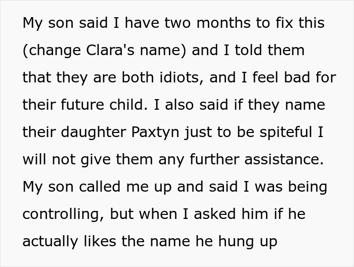 Son’s GF Calls Mom An ‘Evil B’ For Refusing To Rename Her Baby, She Stops Giving Him Money