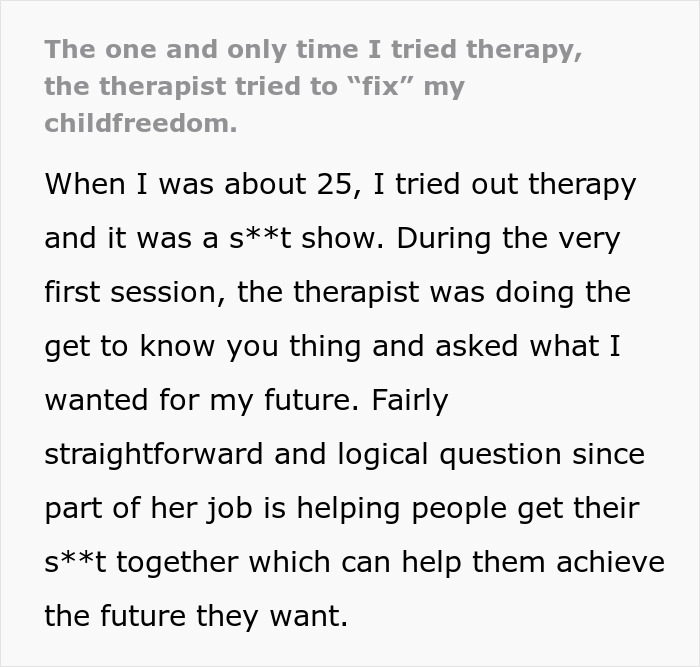 Married Lady Leaves Therapy 60 Minutes Early Because Therapist Tries To Correct Her Childfree Status