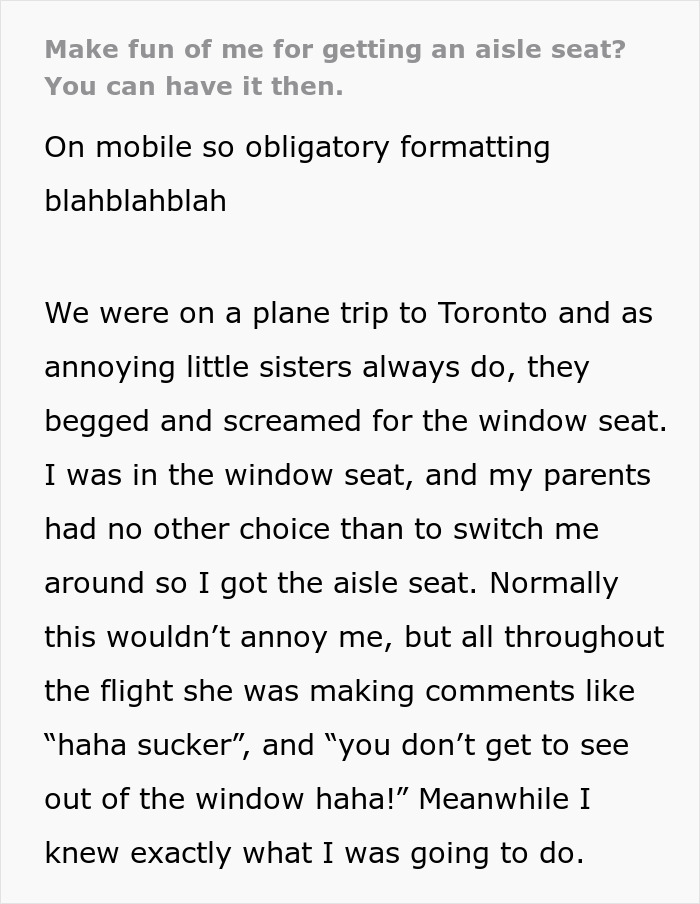 Kid Sister Throws Tantrum Over Window Seat On Plane, Brother Gets Sweet Revenge On The Flight Back