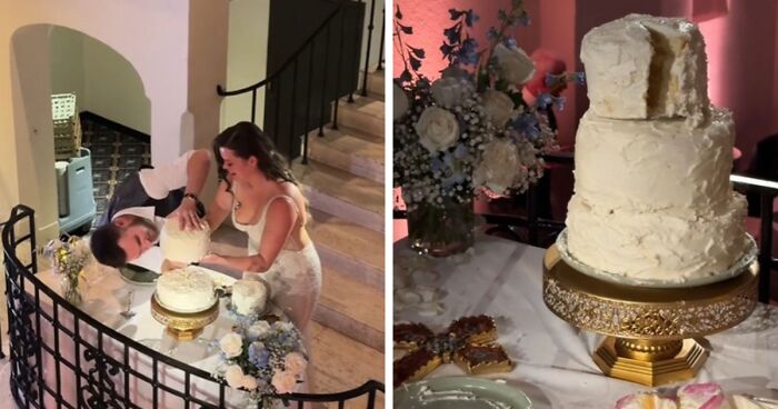 This Bride Made Her Own Wedding Cake Hours Before The Ceremony And Assembled It Live With Husband