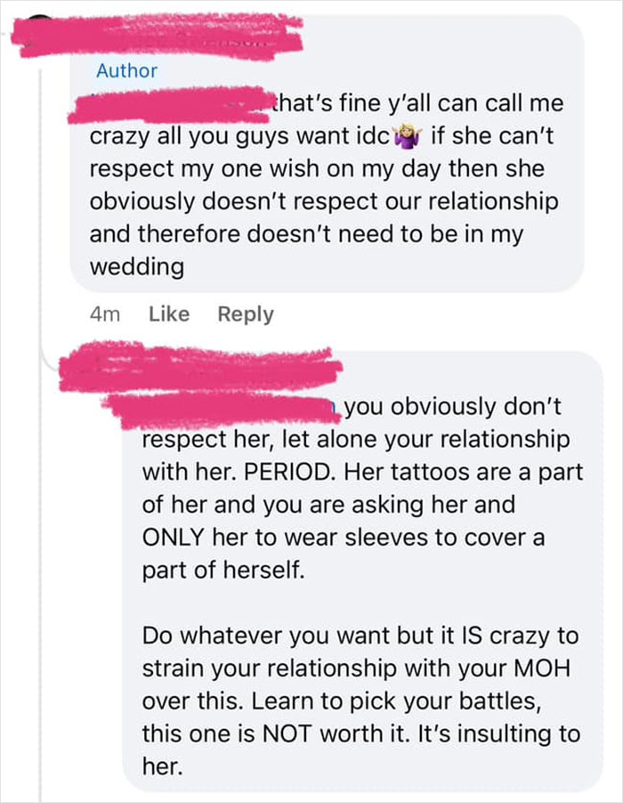 "Am I Crazy?": Bride Asks MOH With "Super Dark Tattoo Sleeves" To Cover Up, Gets A Reality Check