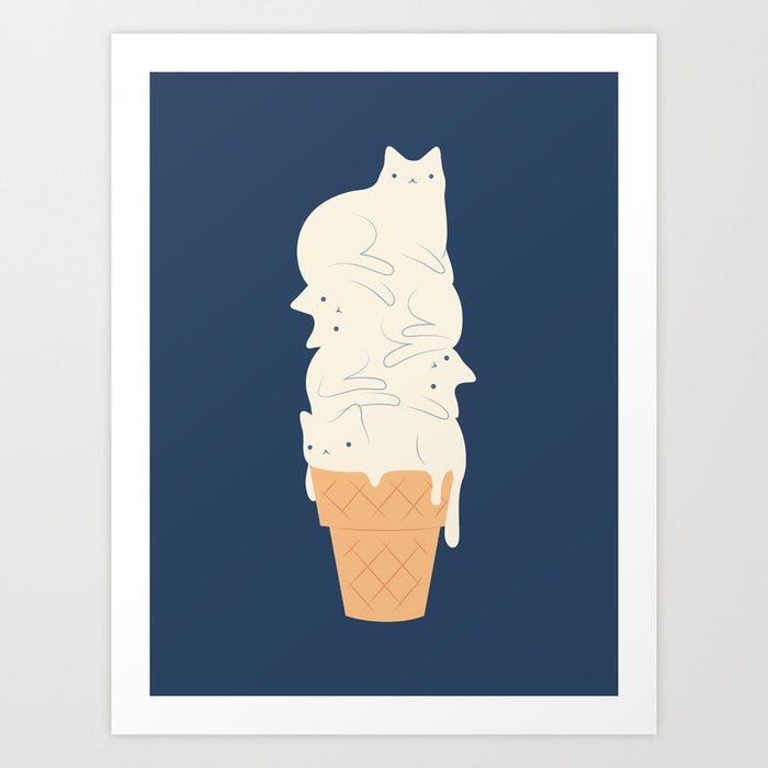  Cat Ice Cream Art Print: The Sweetest Way To Show Your Love For Felines