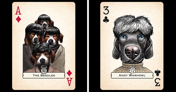 Upgraded Card Decks: Illustrator's Fun Drawings Of Famous People Or Characters Posing As Pets (24 Pics)