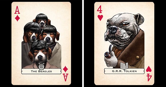 Artist Illustrates Card Decks Inspired By Famous People Or Characters That Pose As Dogs Or Cats (24 Pics)