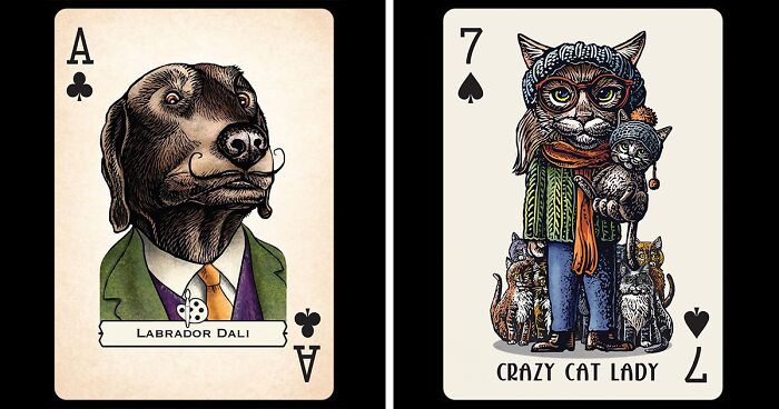 Artist Reimagines Celebrities Or Characters As Dogs And Cats In His Newest Card Playing Sets (24 Pics)