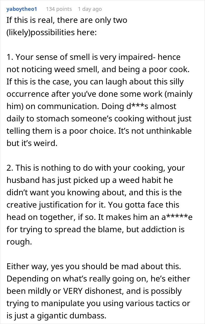 Wife Thinks Her Husband Loves Her Cooking, Is Confused When She Finds Out Why