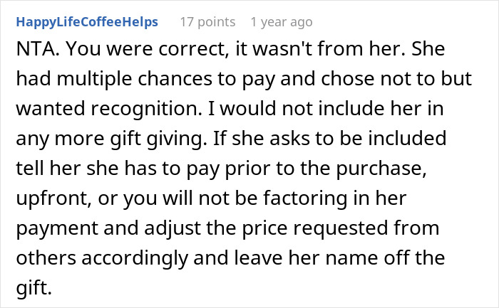 Woman Gets Publicly Called Out For Taking Credit For A Gift She Avoided Contributing To, Gets Upset