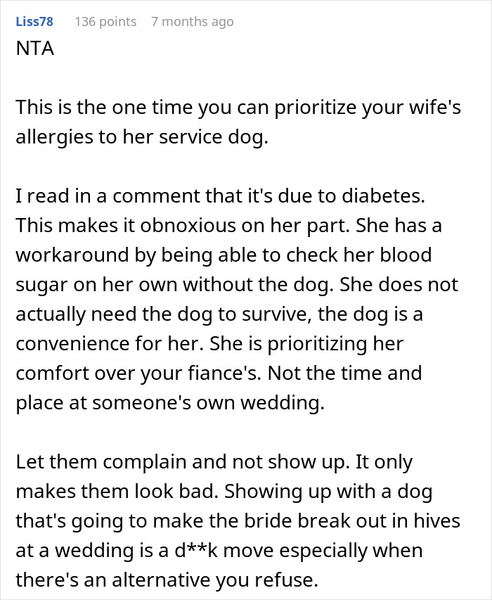 Woman Thinks Her Service Dog Takes Priority Over Bride, Groom Gives Her A Reality Check