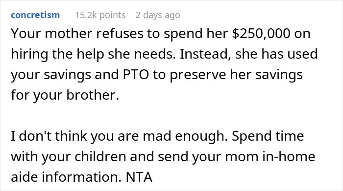 Mom Leaves $250k Inheritance To Son, Throws A Fit When Daughter Stops Looking After Her