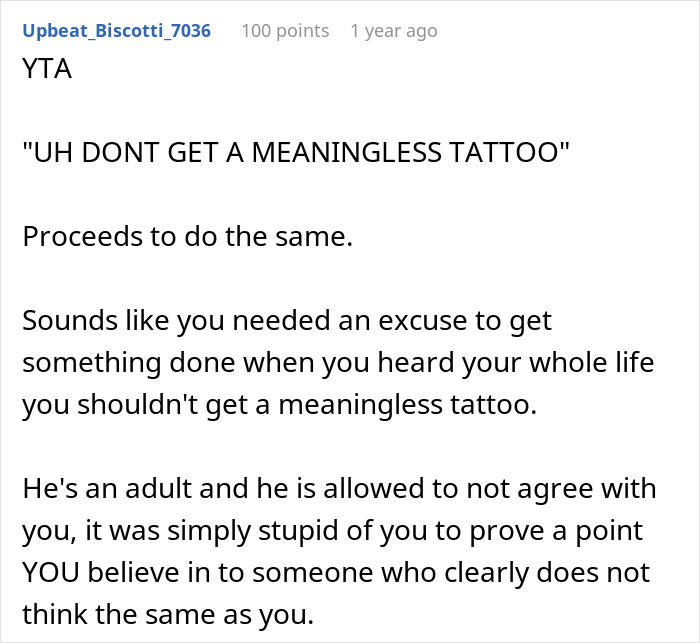 Parent Copies 19 Y.O. Son’s Tattoo To Prove A Point, Gets Called A Jerk