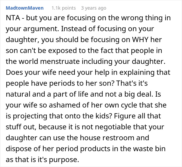 "AITA For Losing It After My Wife Wanted My Daughter To Stop Using The Bathroom In The House?"