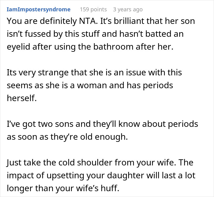 "AITA For Losing It After My Wife Wanted My Daughter To Stop Using The Bathroom In The House?"