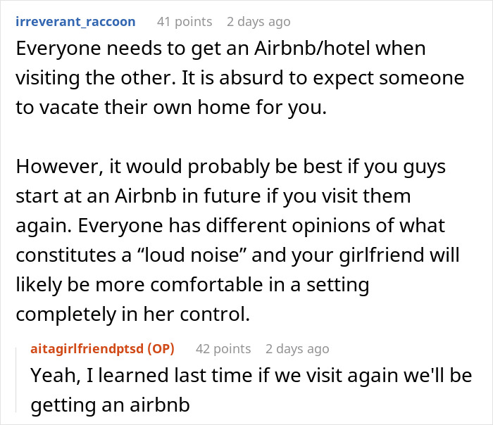 Man Spends $1,000 On An Airbnb After His Parents Ignored His GF’s Sleeping Needs For 2 Days