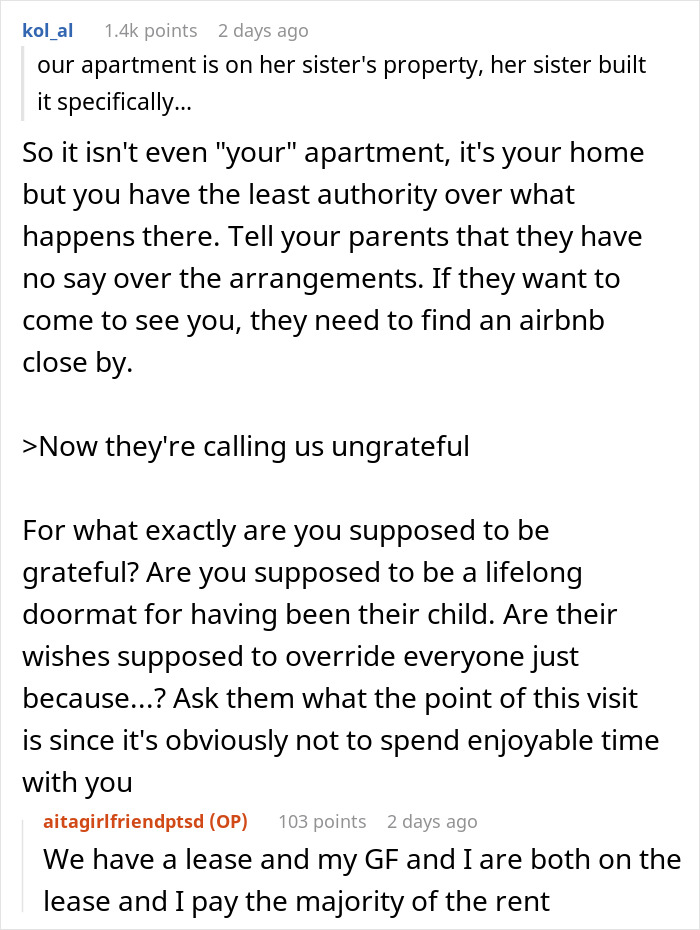 Man Spends $1,000 On An Airbnb After His Parents Ignored His GF’s Sleeping Needs For 2 Days