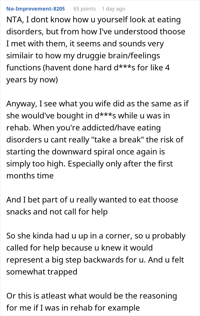"AITA For Reporting My Wife For Bringing Me Snacks In The Hospital?"