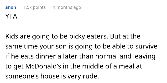 “[Am I The Jerk] For Leaving Dinner To Get My Son McDonald's, Even Though Food Was Served?”