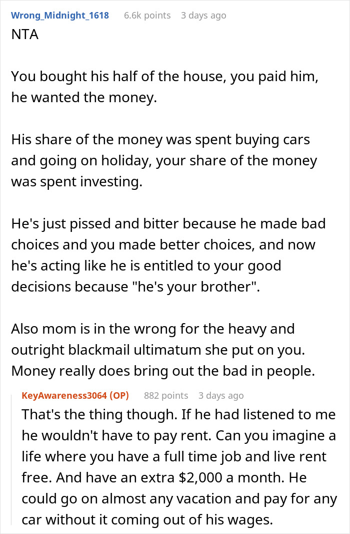 Brother Blows Inheritance On Car And Trips, Gets Mad Sibling Invested And Became A Landlord