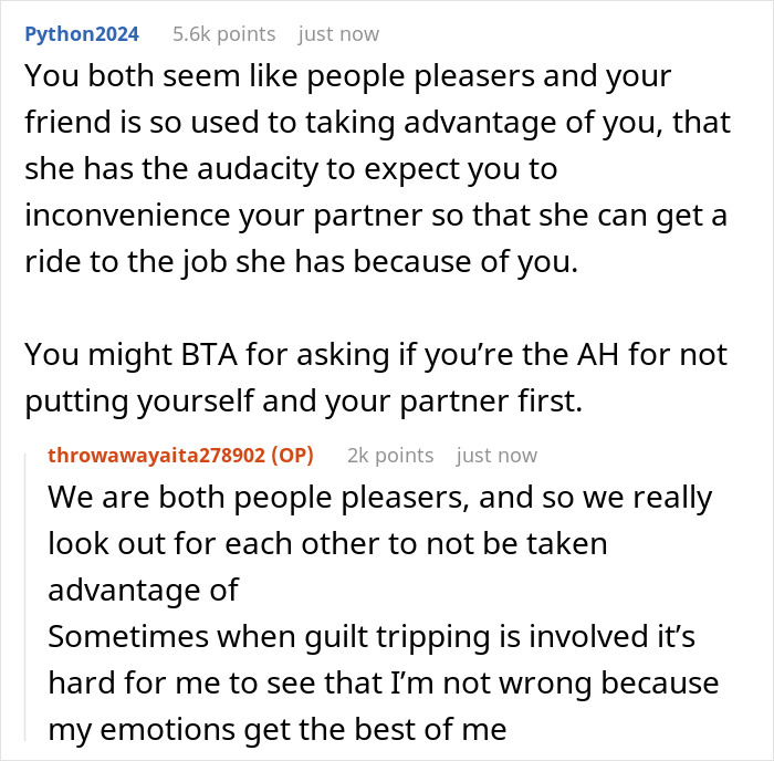 “AITA For Refusing To Ask My Partner If He’ll Drive My Friend To Work When I Go On Maternity Leave?”