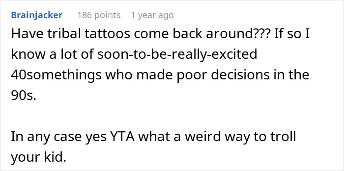 Parent Copies 19 Y.O. Son’s Tattoo To Prove A Point, Gets Called A Jerk