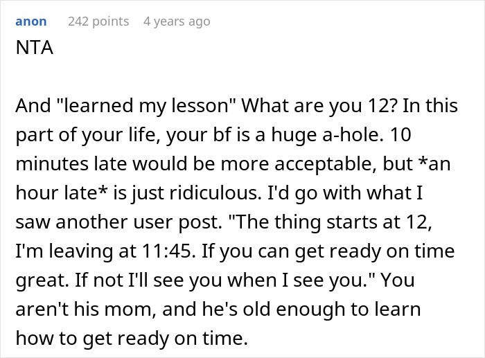 Woman Lies To BF About Event Start Date Because She's Tired Of His Selfish Behavior