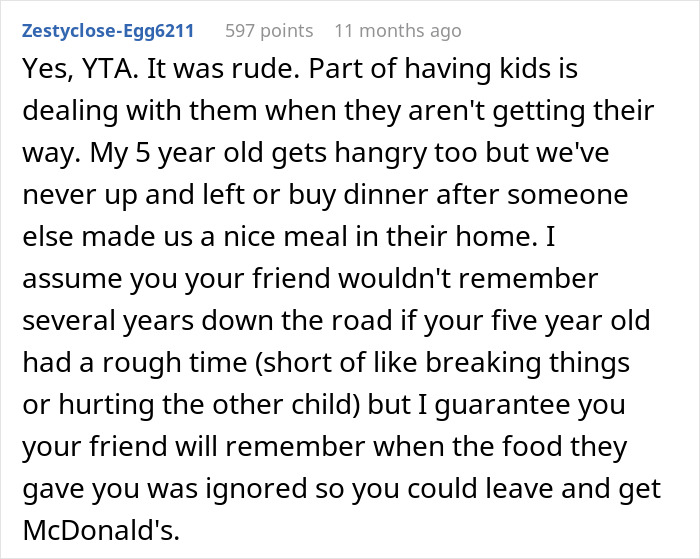 “[Am I The Jerk] For Leaving Dinner To Get My Son McDonald's, Even Though Food Was Served?”
