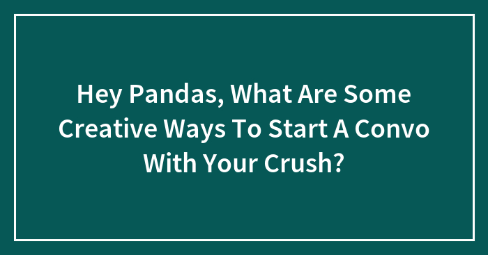 Hey Pandas, What Are Some Creative Ways To Start A Convo With Your Crush?