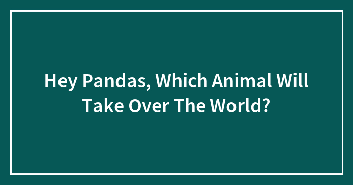 Hey Pandas, Which Animal Will Take Over The World?