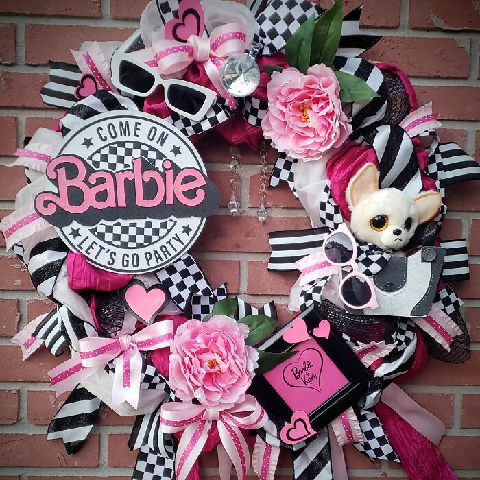 I Created A Wreath For Decorating A Barbie-Themed Party