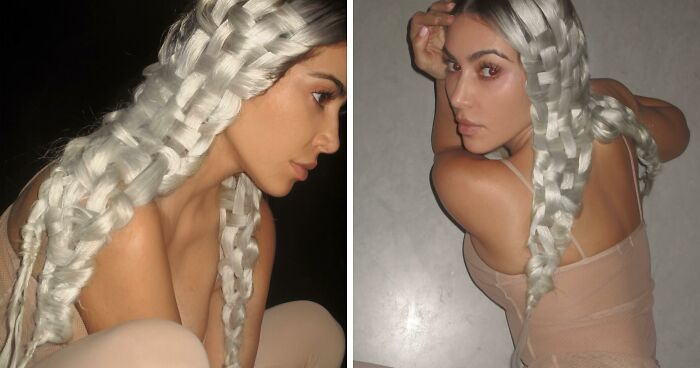 Kim Kardashian Trolled For Giving “George Washington Vibes” With New Platinum White Basket Braids
