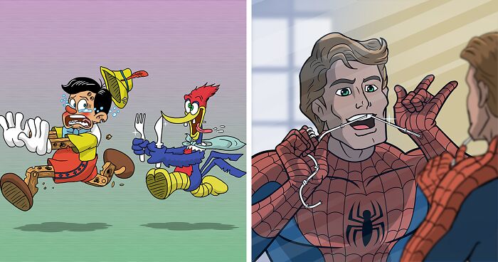 Artist Illustrates 26 Funny Situations Superheroes Face When No One’s Watching (New Pics)