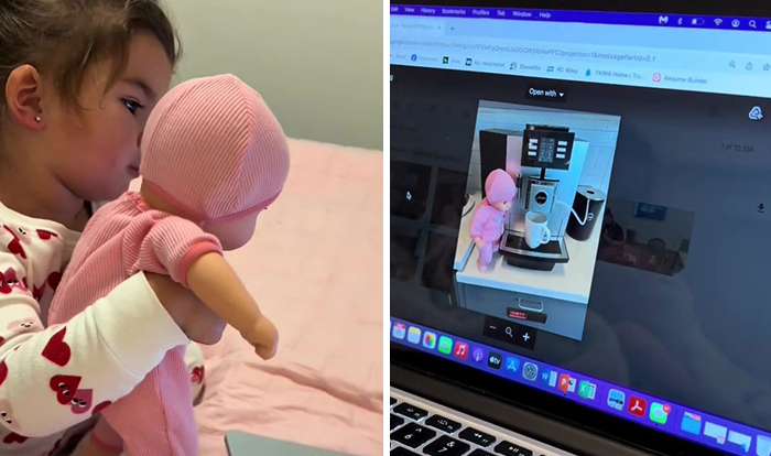 Mom Prevents A Major Meltdown By Taking Her Daughter’s Doll To Her Office To “Work”