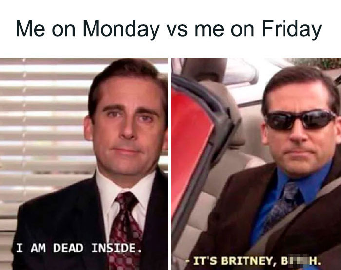 "The Office quotes" meme featuring Michael Scott from the TV show, with repetitive text and a Friday vibe.