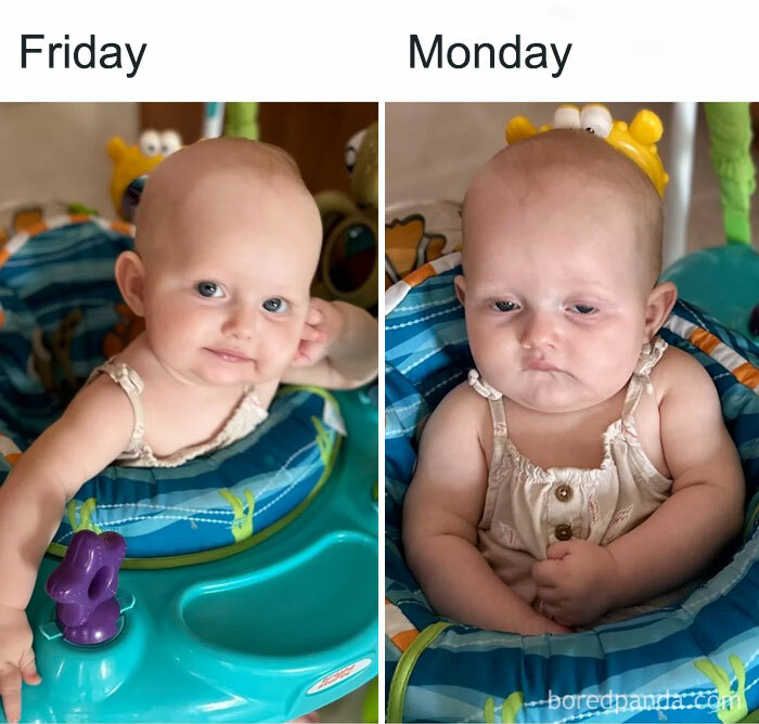 Different baby mood on Friday and Monday