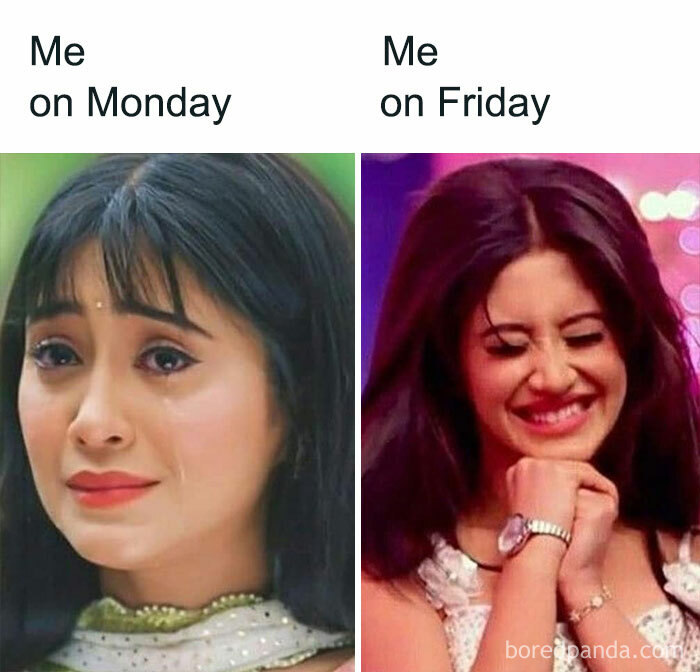 Women's mood on Friday and Monday.