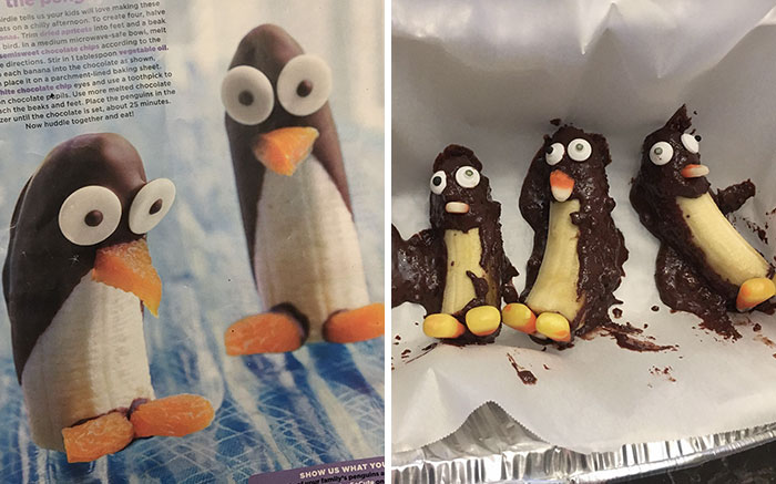 Wife Tried To Make Chocolate-Covered Banana Penguins For The Kids