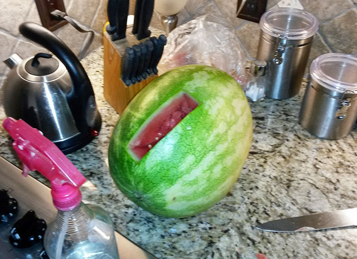 My Wife: "I'd Like Some Watermelon, But I Can't Be Bothered To Slice The Whole Thing"