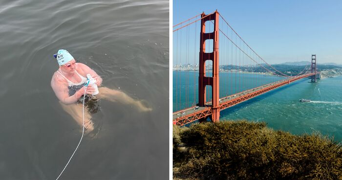 55 Y.O. Gubser Braved Cold Waters, Sharks And Jellyfish In A 17-Hour Swim Without A Wetsuit