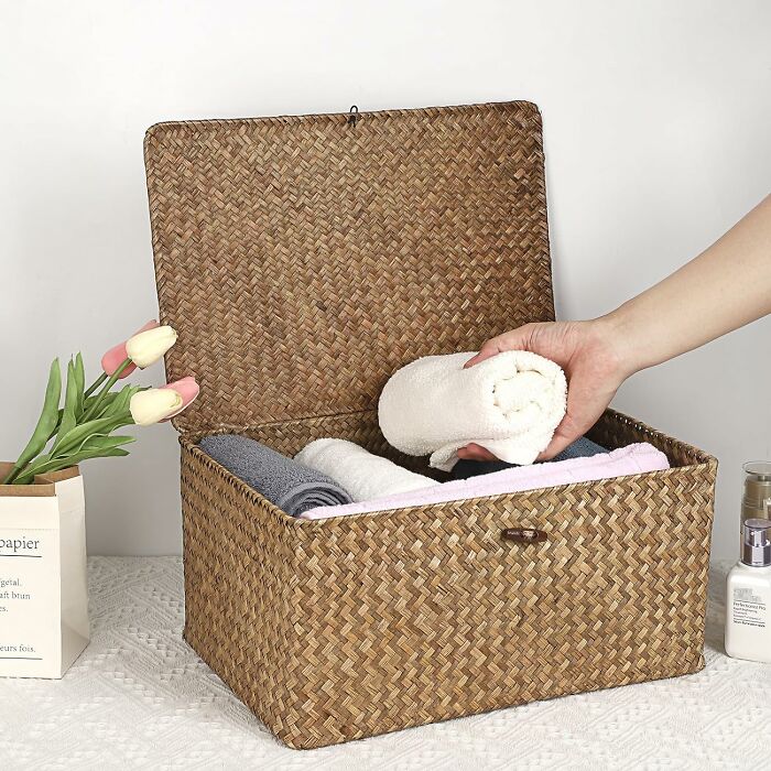 Your Handtowels, Toys, And Odds & Ends Will Thank You For These Seagrass Storage Bins